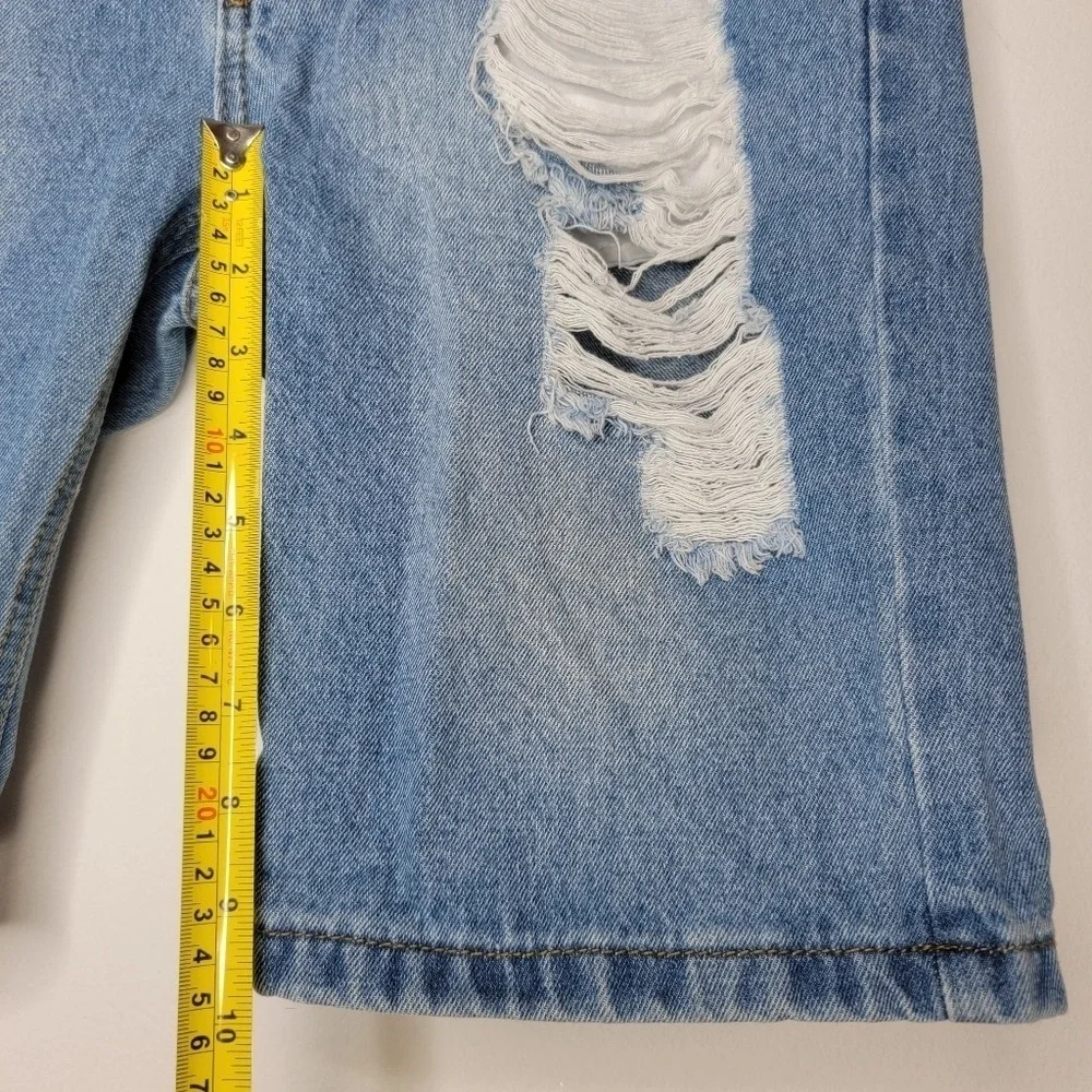 BOOHOO MAN Shorts Denim Distressed Men's 32 Preppy Light Blue Slim Jean Bermudas